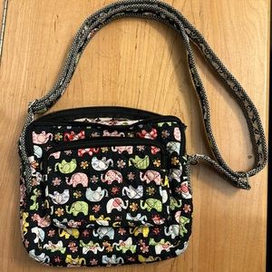 Quilted Elephant Print Crossbody Bag/purse, Adjustable straps, lightweight,